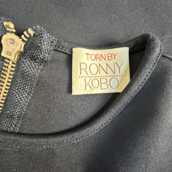 Torn By Ronny Kobo Womens Black & Tan Colorblock Sleeveless Bodycon Dress Medium - Picture 3 of 9